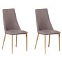 Set Of 2 Dining Chairs Taupe Fabric Upholstered Seat High Back