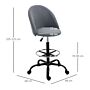 Vinsetto Ergonomic Drafting Chair Adjustable Height W/ 5 Wheels Padded Seat Footrest 360° Swivel Freely Comfortable Versatile Use