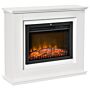 Homcom Electric Fireplace Suite With Remote Control, 1kw/2kw Freestanding Fireplace Heater With Flame Effect, Overheat Protection