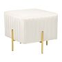 Footstool Cream Velvet Upholstered Ottoman Pouffe Gold Metal Legs 48 X 48 Cm Square Seat