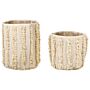 Set Of 2 Storage Boxes Beige Cotton 40/45 Cm Height Laundry Baskets Bin