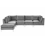 Right Hand Modular Corner Sofa Grey Velvet 5 Seater With Ottoman L-shaped Silver Metal Legs Glamour Style Beliani