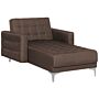 Chaise Lounge Brown Tufted Fabric Modern Living Room Reclining Day Bed Silver Legs Track Arms Beliani