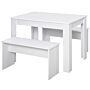 Homcom Kitchen Dining Table And 2 Benches Set, Table And Chairs Set For Limited Space, White