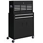 Homcom Portable Tool Box, Metal Tool Chest On Wheels With 6 Drawers For Garage And Workshop, Black