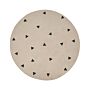 Round Area Rug Beige Cotton Ø 140 Cm Solid With Geometric Pattern