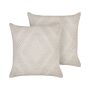 Set Of 2 Decorative Pillows Off-white Cotton 45 X 45 Cm Diamond Geometric Pattern Boho Design Throw Cushions