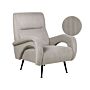 Armchair Grey Jumbo Cord Corduroy Upholstered Retro Style Low Back