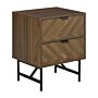 Homcom Side Cabinet Home Organizer With 2 Storage Drawer Unit, Hidden Handle, Herringbone Pattern, Walnut Brown