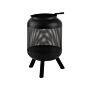 Fire Pit Heater Black Steel Drum Shape Outdoor Garden