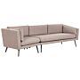 Outdoor Sofa Beige Polyester Upholstery 3 Seater Garden Couch Left Hand Uv Water Resistant