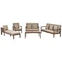 Garden Conversation Set Dark Certified Acacia Wood 7 Seater With Taupe Cushions