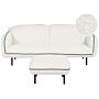 3 Seater Sofa With Ottoman White Boucle Fabric Soft Nubby Metal Legs Black Decorative Edging Retro Glam Art Decor Style Beliani