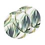 Set Of 2 Garden Cushions Green And White Polyester Leaf Pattern ⌀ 40 Cm Modern Outdoor Decoration Water Resistant