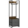 Homcom Clothes Rail, Metal Coat Stand, Garment Rack With 2 Fabric Storage Drawers, Single Wardrobe, Rustic Brown And Grey