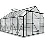 Outsunny Aluminium Greenhouse Polycarbonate Walk-in Garden Greenhouse Kit With Adjustable Roof Vent, Rain Gutter And Foundation, 8 X 12ft, Clear