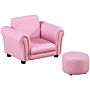 Homcom Toddler Chair Single Seater Kids Sofa Set Children Couch Seating Game Chair Seat Armchair W/ Free Footstool (pink)