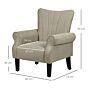 Homcom Upholstered Accent Chair With High Back, Rolled Arms And Wood Legs, Soft Thick Padded Armchair, Beige