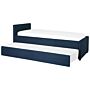 Trundle Bed Blue Fabric Upholstery Eu Single Size Guest Underbed