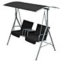 Outsunny 2 Seater Garden Swing Chair Patio Rocking Bench W/ Tilting Canopy, Double Padded Seats, Storage Bag And Tray, Black