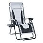 Outsunny Zero Gravity Chair, Folding Recliner, Patio Lounger With Cup Holder, Adjustable Backrest, Padded Pillow, Light Grey