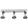 3 Light Ceiling Lamps White And Black Metal Swing Arm Cone Shade Spotlight Design Rectangular Rail