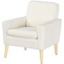 Homcom Modern Armchair, Upholstered Accent Chair With Wood Legs And Wide Padded Seat, Teddy Occasional Chair, Cream White