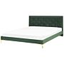 Upholstered Bed Frame Eu Super King Size 6ft Green Headboard Velvet Golden Legs