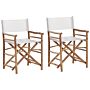 Set Of 2 Bamboo Chairs Natural Wood Folding Directors Chairs And Side Table