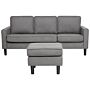 3-seater Light Grey With Ottoman Footstool Upholstered Mid Century