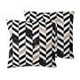 Set Of 2 Decorative Cushions Black And White Cotton Chevron Pattern 45 X 45 Cm Geometric Print