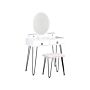 Dressing Table White And Black Mdf 4 Drawers Led Mirror Stool