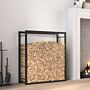 Vidaxl Firewood Rack Matt Black 80x28x86 Cm Steel