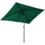 Outsunny 3x2m Patio Parasol Garden Umbrellas Canopy With Aluminum Tilt Crank Rectangular Sun Shade Steel, Green