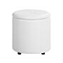 Pouffe White Faux Leather 40 X 38 Cm With Storage Stool