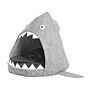 Pet Bed Grey Felt Round Dog Or Cat Shark Igloo Bed