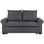 Sofa Bed Dark Grey Polyester Fabric 2 Seater Pull-out Convertible Sleeper