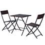 Outsunny Pe Rattan Garden Furniture 2 Seater Patio Rattan Bistro Set Folding For 2 Outdoor Square Table And Chair Set (brown)