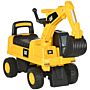 Homcom Licensed Cat Kids Ride On Digger Excavator With Manual Bucket, Toddler Pretend Construction Play Toy With Horn Under Seat Storage