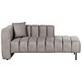 Left Hand Chaise Lounge Taupe Velvet Upholstery Black Legs Seat Bolster Cushion