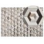 Rectangular Area Rug Beige And Brown Cowhide Leather 140 X 200 Cm Patchwork Geometric Pattern