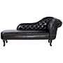 Chaise Lounge Black Right Hand Faux Leather Buttoned