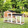 Pawhut Two-tier Wooden Rabbit Hutch Mobile Guinea Pig Cage Bunny Run W/ Wheels, Run, Slide-out Tray, Ramp