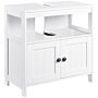 Kleankin Pedestal Under Sink Cabinet With Double Doors, Modern Bathroom Vanity Storage Unit With Shelves, White