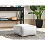 Pouffe Beige Solid Pattern Square Boho Modern Fabric Footstool