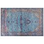 Area Rug Blue Cotton Polyester 200 X 300 Cm Oriental Pattern Distressed Vintage Home Decor