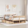 Vidaxl Bed Frame Without Mattress 135x190 Cm Double Solid Wood Pine