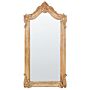 Wall Mirror Light Mango Wood Frame 69 X 129 Cm Vintage Ornate Style Wall Decor