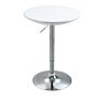 Homcom Modern Round Bar Table Adjustable Height Home Pub Bistro Desk Swivel Painted Top With Silver Steel Leg And Base, White