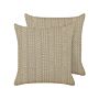 Set Of 2 Decorative Cushions Grey Cotton 45 X 45 Cm Geometric Pattern Foil Print